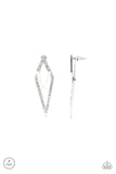 Point-BANK - White Earrings - Paparazzi Accessories
