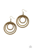 Rippling Refinement - Brass Earrings - Paparazzi Accessories