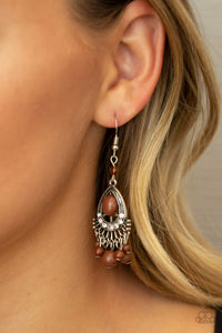 Floating On HEIR - Brown Earrings - Paparazzi Accessories