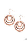 Out Of Control Shimmer - Copper Earrings - Paparazzi Accessories