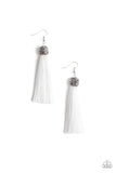 Make Room For Plume - White Earrings - Paparazzi Accessories