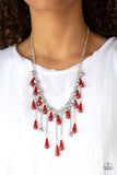 Fleur de Fringe - Red Necklace - Paparazzi Accessories