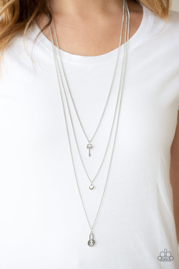 Secret Heart - Silver Necklace - Paparazzi Accessories