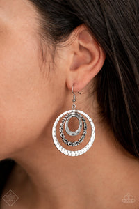 Out Of Control Shimmer - Silver Earrings - Paparazzi Accessories
