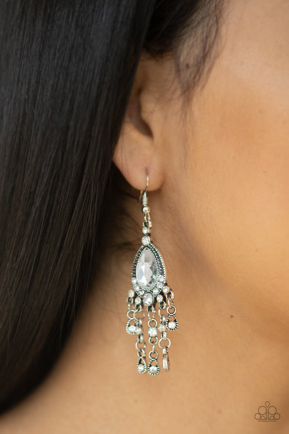 Bling Bliss - White Earrings - Paparazzi Accessories