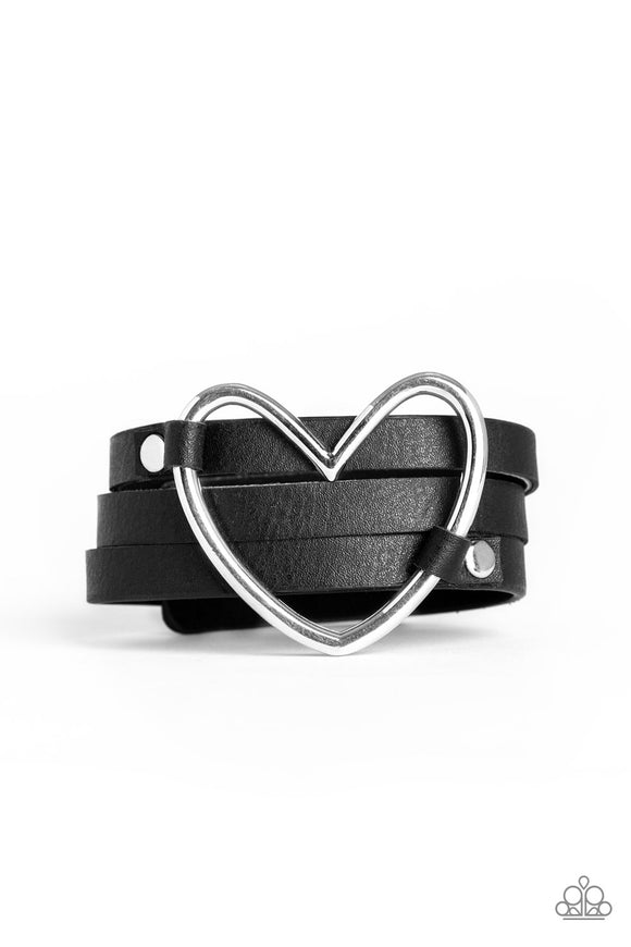 One Love, One Heart - Black Bracelet Wrap - Paparazzi Accessories