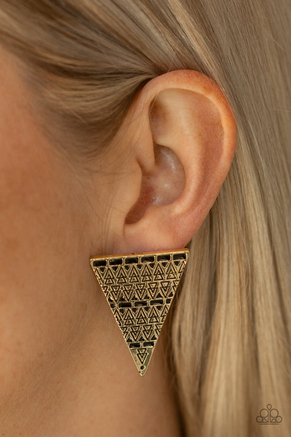 Terra Tricolor - Brass Earrings - Paparazzi Accessories