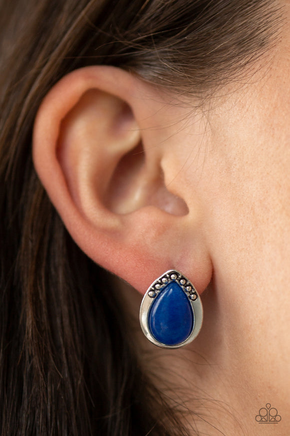 Stone Spectacular - Blue Earrings - Paparazzi Accessories 