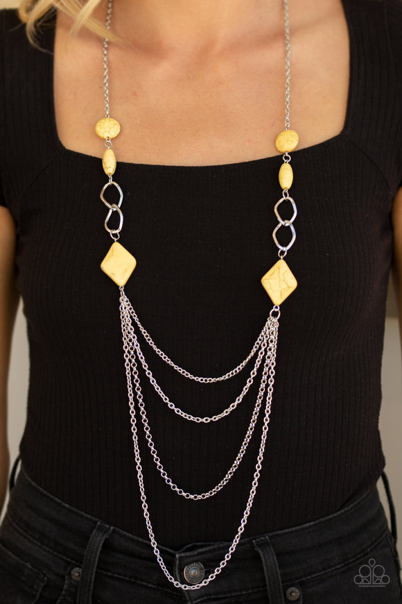 Desert Dawn - Yellow Necklace - Paparazzi Accessories