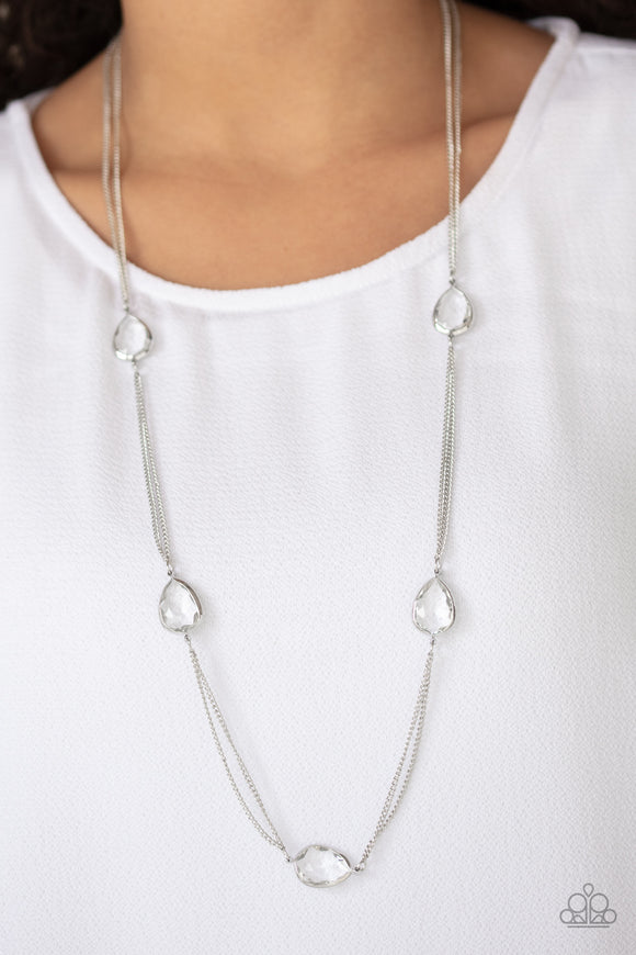 Teardrop Timelessness - White Necklace - Paparazzi Accessories