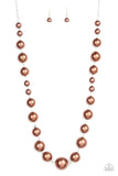 Pearl Prodigy - Brown Necklace - Paparazzi Accessories 
