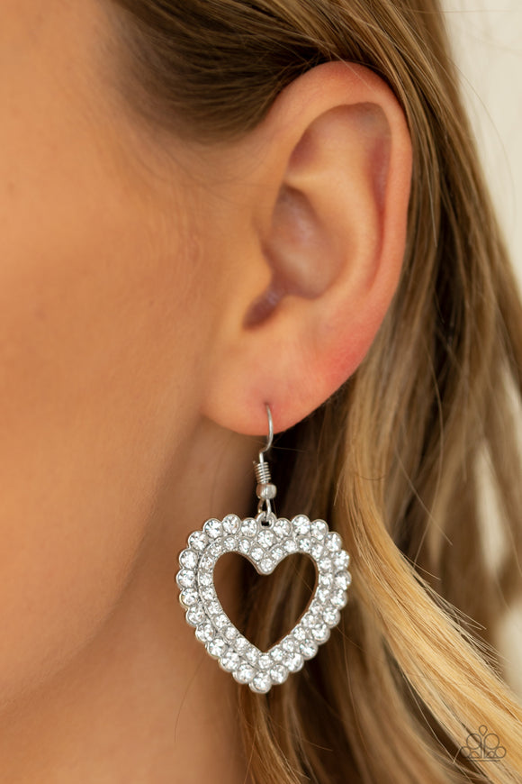 High School Sweethearts - White Earrings - Paparazzi Accessories