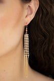 Rhinestone Romance - Gold Earrings - Paparazzi Accessories