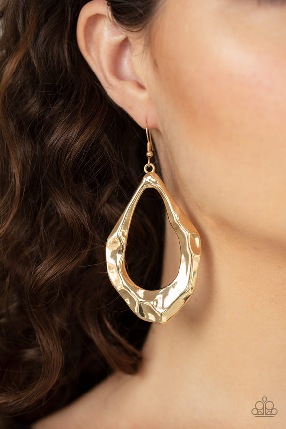 Industrial Imperfection - Gold Earrings - Paparazzi Accessories