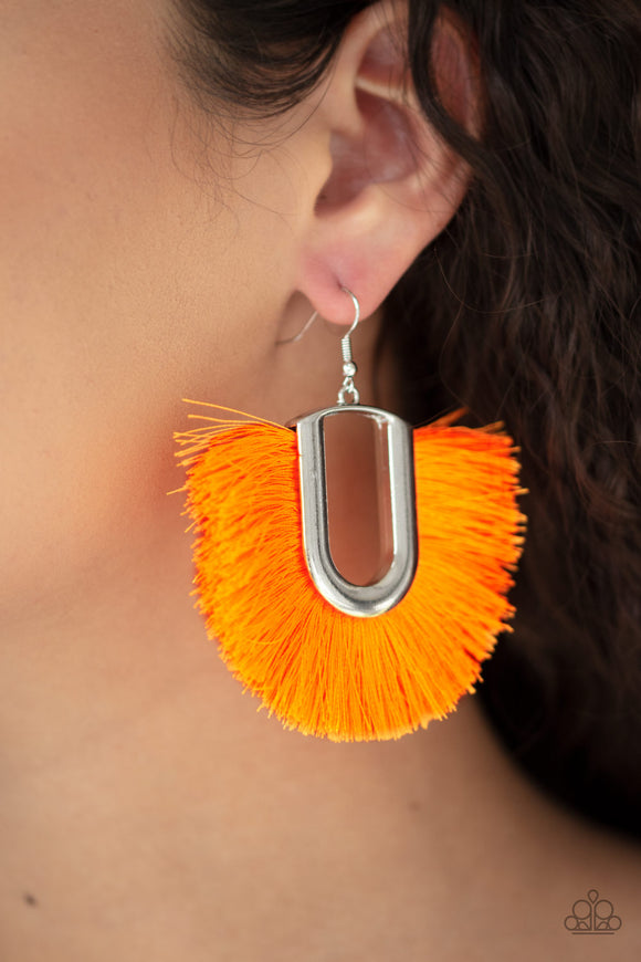 Tassel Tropicana - Orange Earrings - Paparazzi Accessories