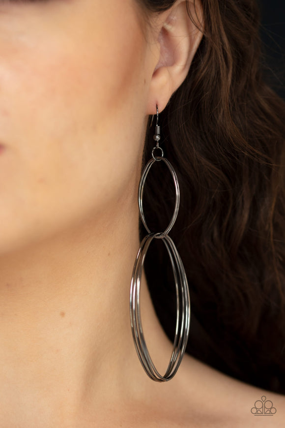 Getting Into Shape - Black Earrings - Paparazzi Accessories