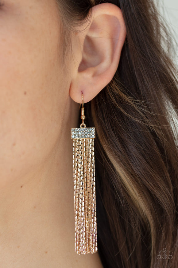 Twinkling Tapestry - Gold Earrings - Paparazzi Accessories 