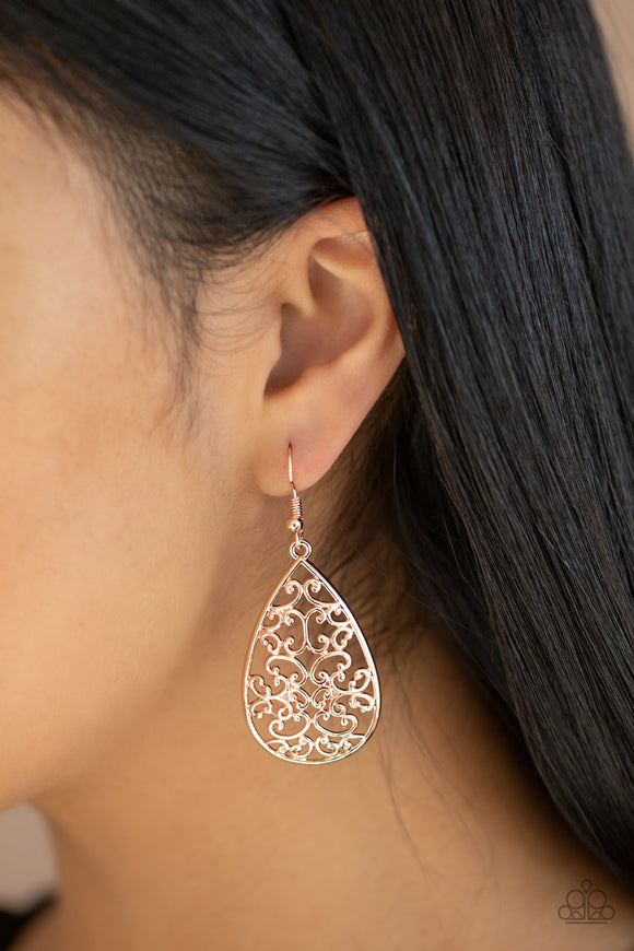 Divine Vine - Rose Gold Earrings - Paparazzi Accessories
