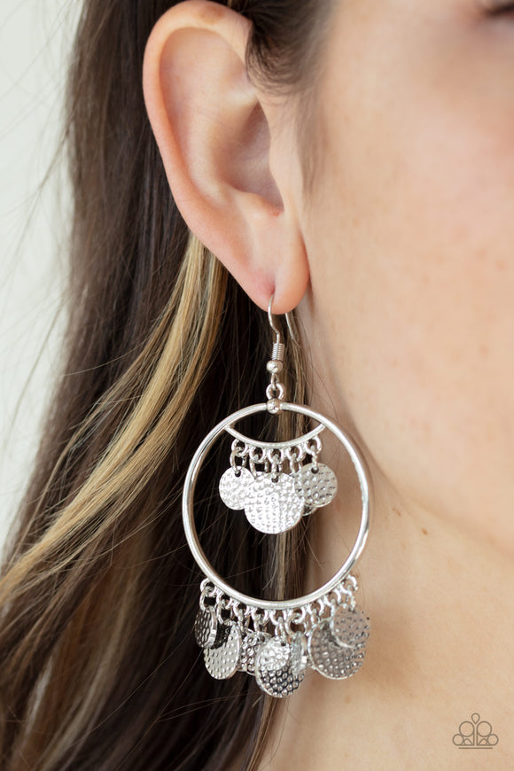 All-CHIME High - Silver Earrings - Paparazzi Accessories