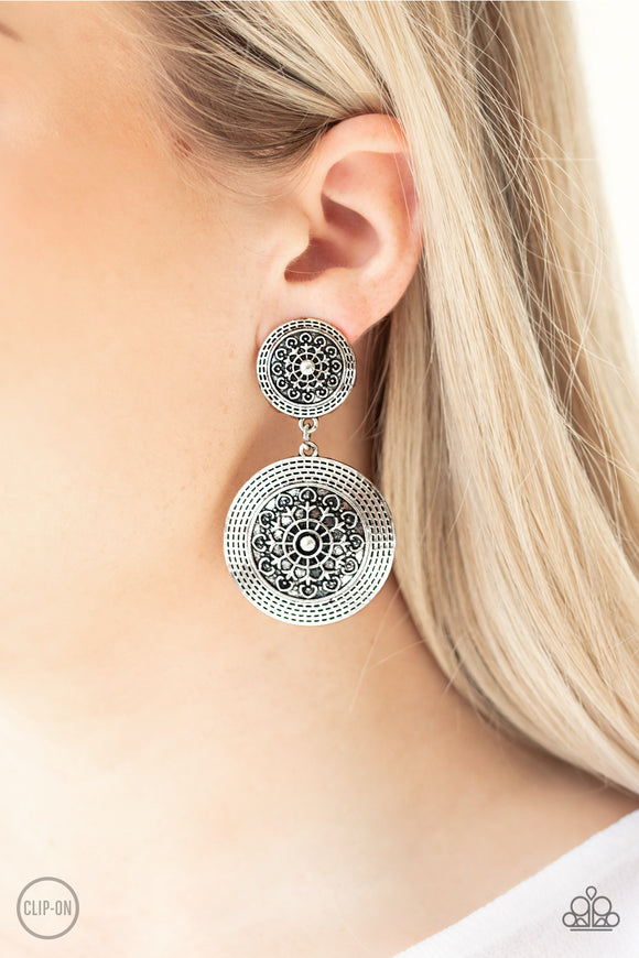 Magnificent Medallions - Silver Earrings - Paparazzi Accessories