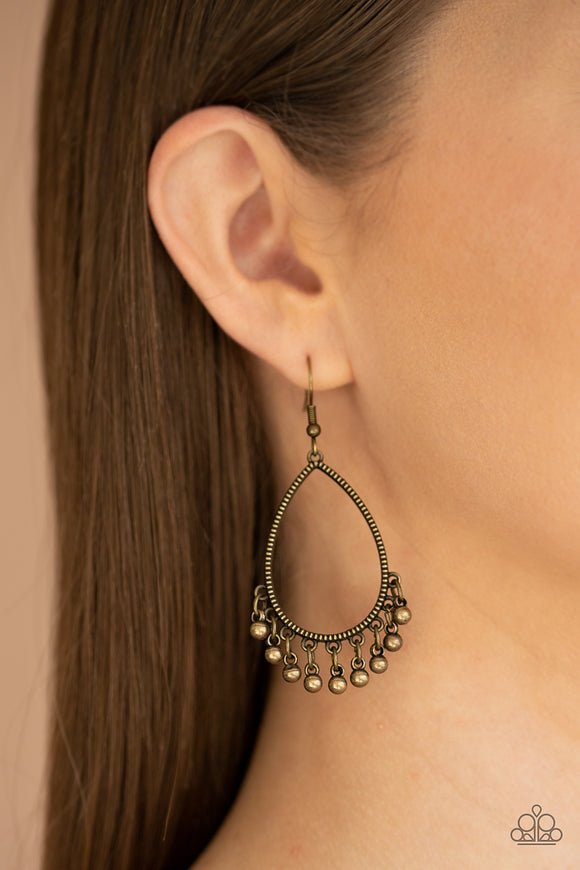 Country Charm - Brass Earrings - Paparazzi Accessories