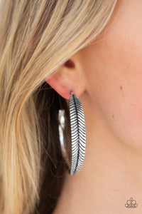 Funky Feathers - Silver Earrings - Paparazzi Accessories