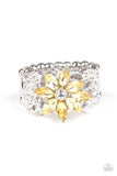 Brilliantly Blooming - Yellow Ring - Paparazzi Accessories