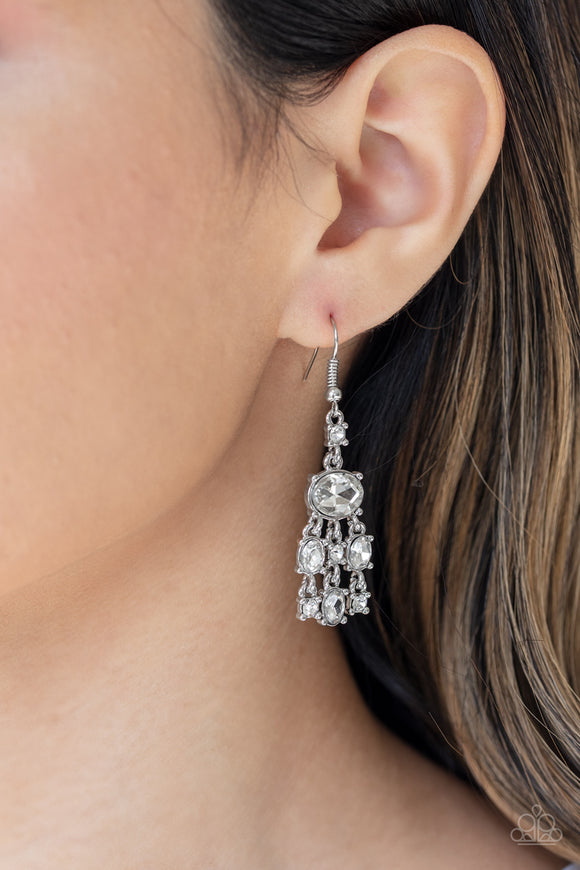 Demurely Divine - White Earrings - Paparazzi Accessories 