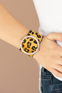 Asking FUR Trouble - Yellow Wrap Bracelet - Paparazzi Accessories