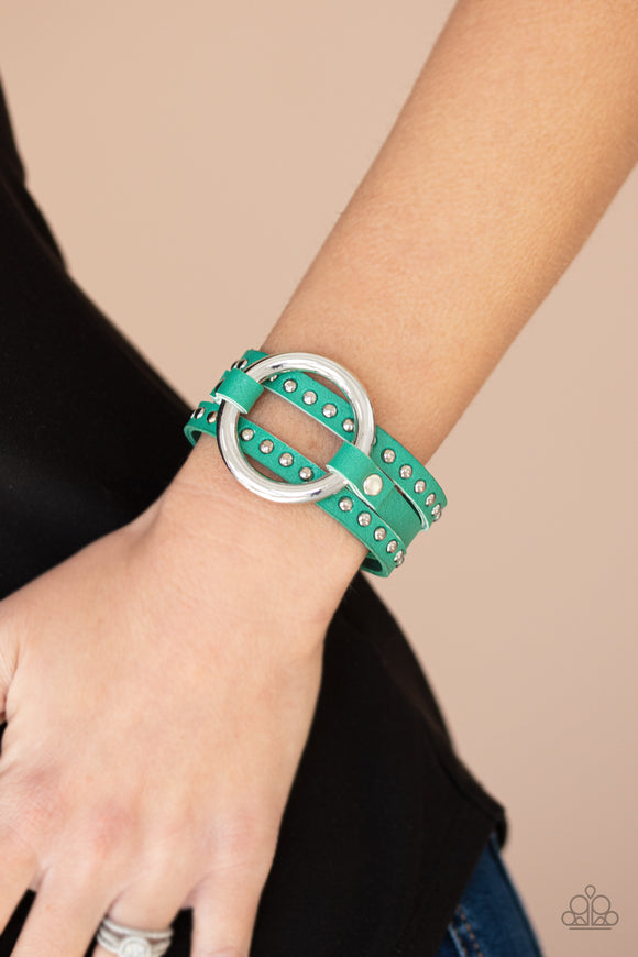 Studded Statement-Maker - Green Bracelet - Paparazzi Accessories 