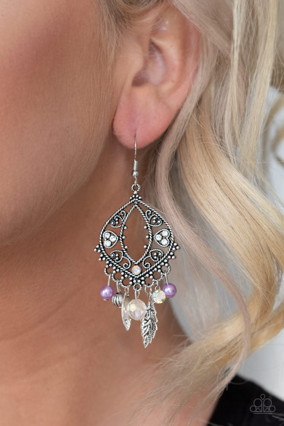 Garden Picnic - Purple Earrings -  Paparazzi Accessories 
