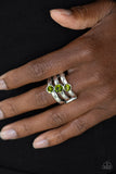 Triple The Twinkle - Green Ring - Paparazzi Accessories