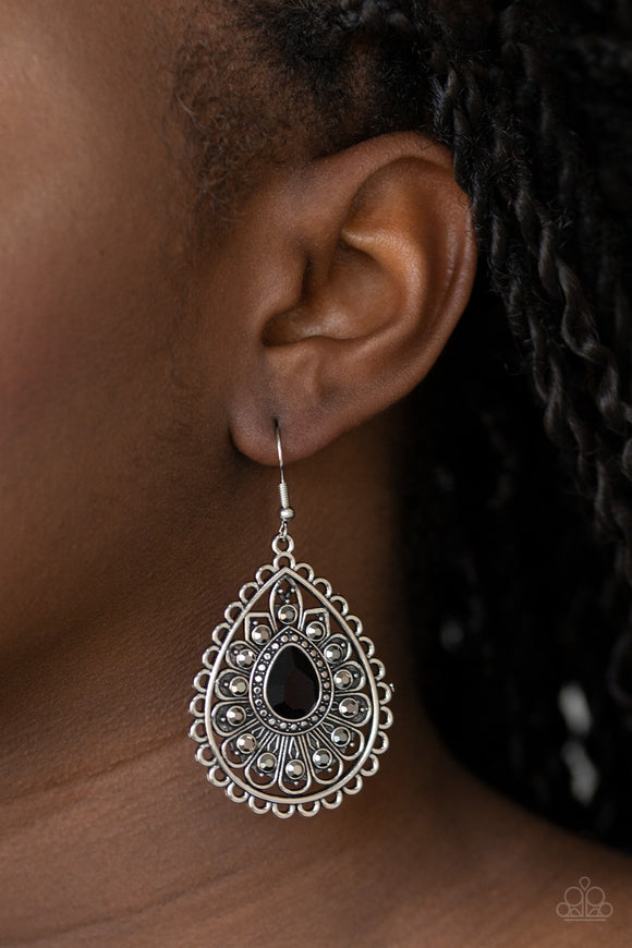 Eat, Drink, and BEAM Merry - Black Earrings - Paparazzi Accessories