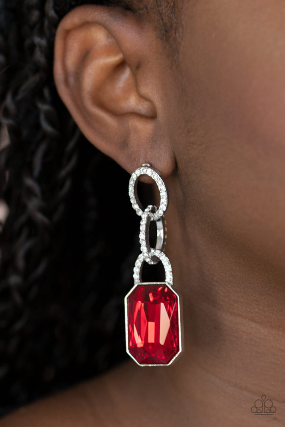 Superstar Status - Red Earrings - Paparazzi Accessories