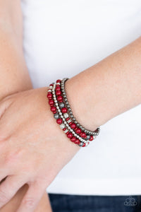 Stacked Style Maker - Red Bracelet - Paparazzi Accessories