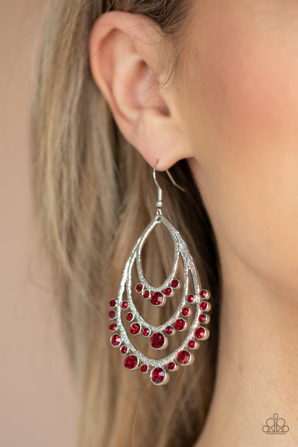 Break Out In TIERS - Red Earrings - Paparazzi Accessories