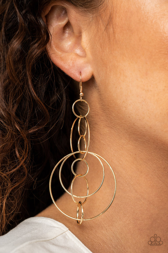 Running Circles Around You - Gold Earrings - Paparazzi Accessories