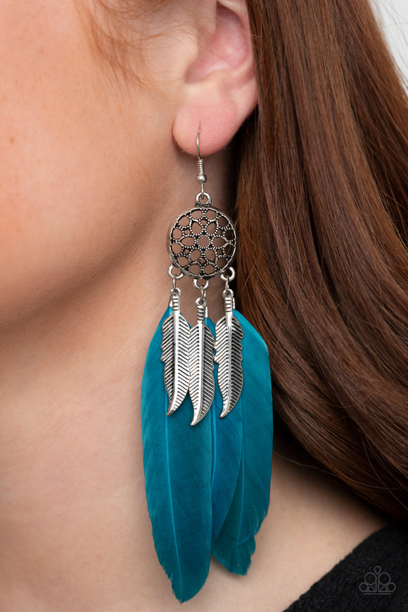In Your Wildest DREAM-CATCHERS - Blue Earrings - Paparazzi Accessories