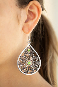 Whimsy Dreams - Green Earrings - Paparazzi Accessories 