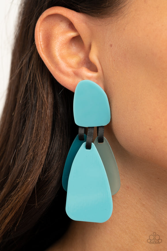 All FAUX One - Blue Earring - Paparazzi Accessories