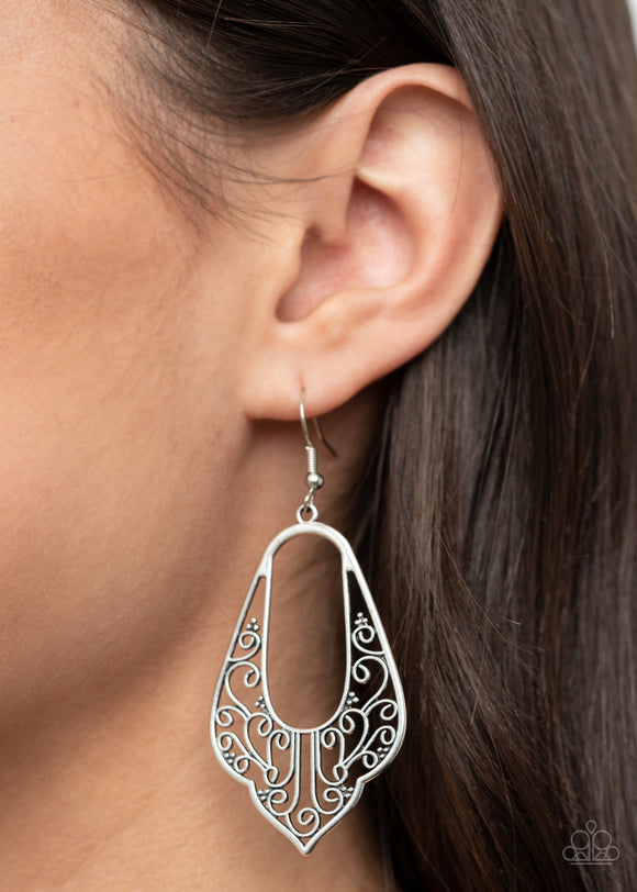 Grapevine Glamour - Silver Earrings - Paparazzi Accessories