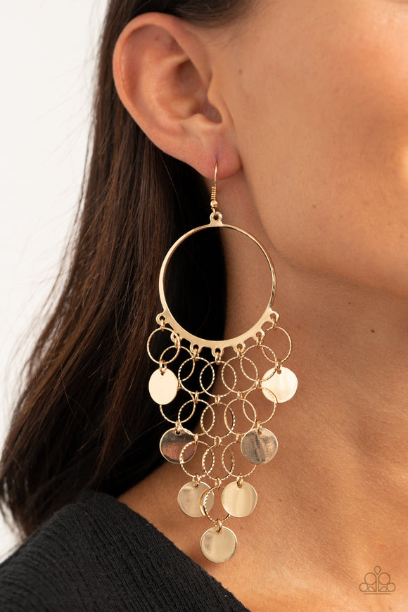 Take a CHIME Out - Gold Earrings - Paparazzi Accessories