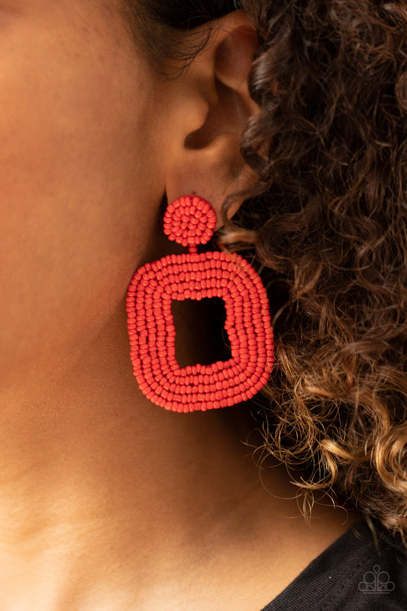 Beaded Bella - Red Earrings - Paparazzi Accessories 