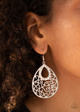 Seize The Stage - White Earrings - Paparazzi Accessories