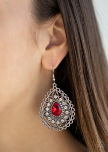 Eat, Drink, and BEAM Merry - Red Earrings - Paparazzi Accessories