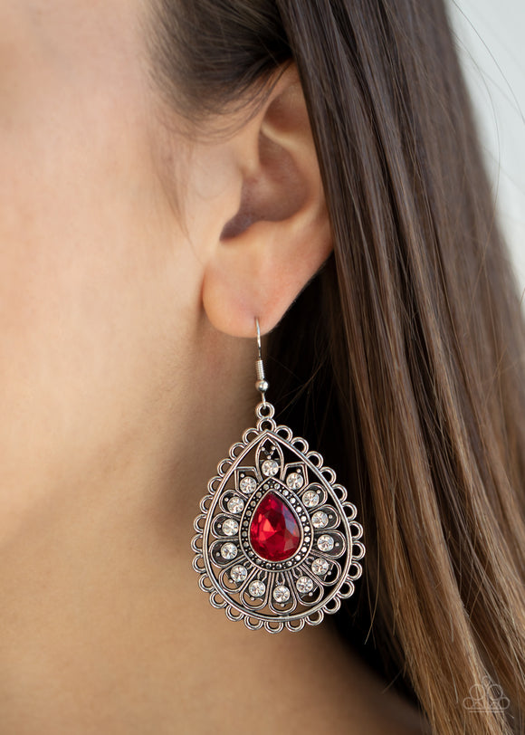 Eat, Drink, and BEAM Merry - Red Earrings - Paparazzi Accessories