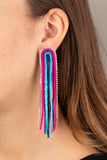 Let There BEAD Light - Multi Blue Earrings - Paparazzi Accessories