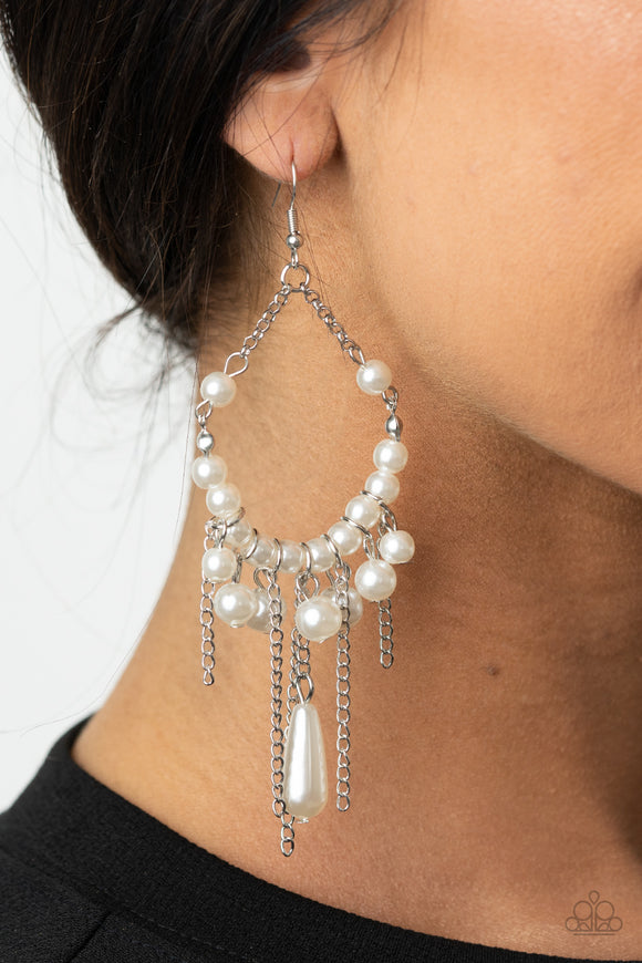 Party Planner Posh - White Earrings - Paparazzi Accessories