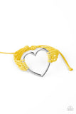 Playing With My HEARTSTRINGS - Yellow Bracelet - Paparazzi Accessories 