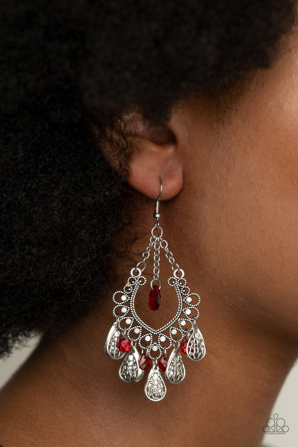 Musical Gardens - Red Earrings - Paparazzi Accessories